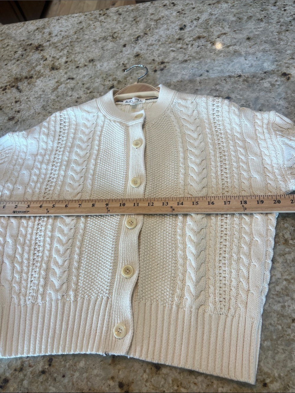 ALEX MILL CABLE KNIT NICO CHUNKY CARDIGAN IVORY SIZE SMALL - Picture 12 of 13
